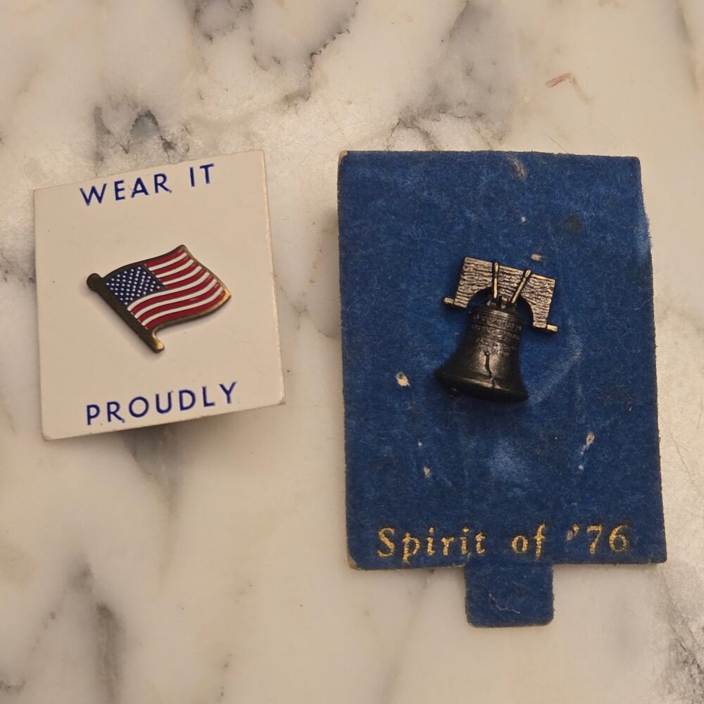 Vintage Bicentennial Liberty Bell USA Flag Lapel Pin Lot